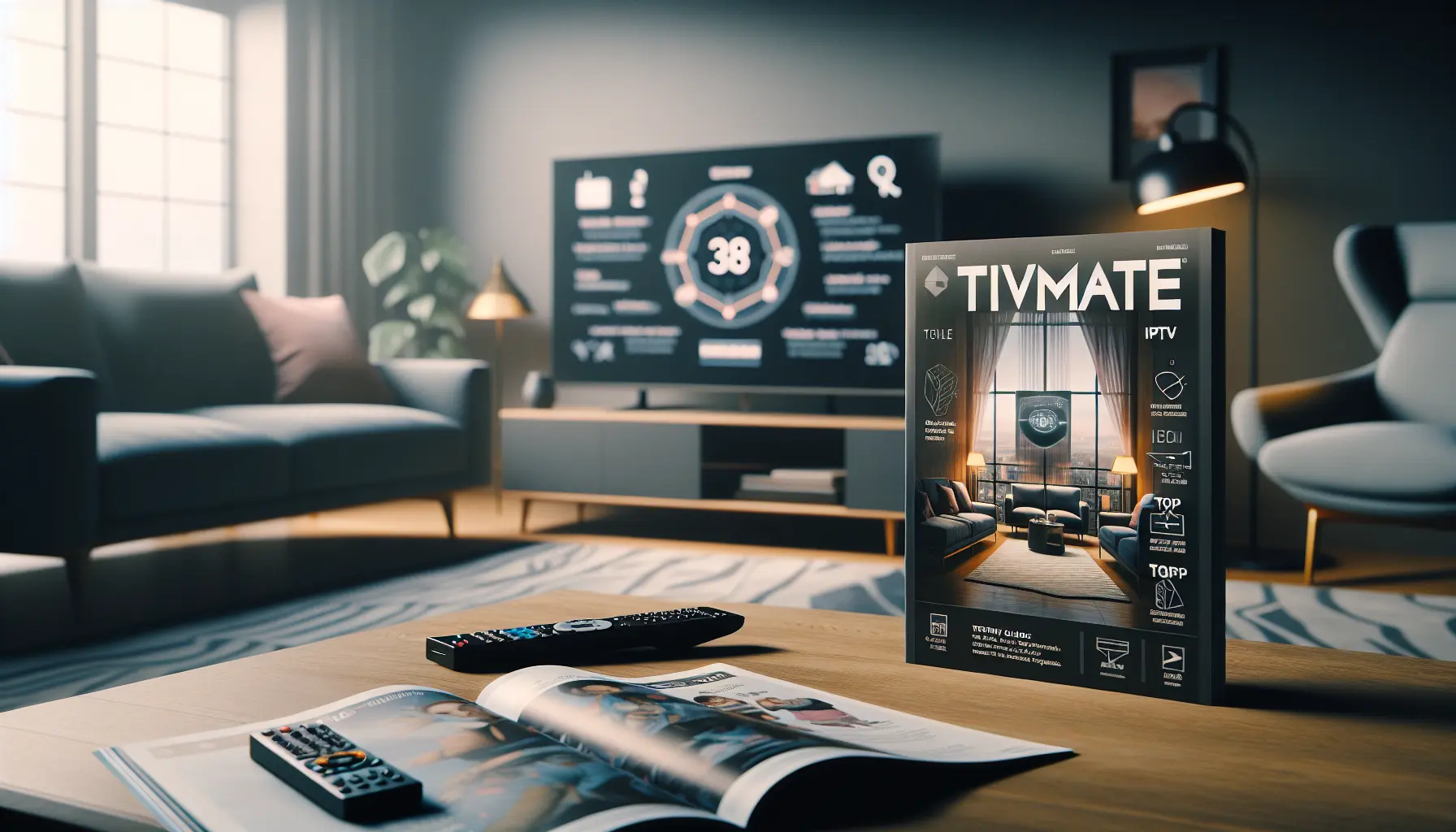 Magazines cover on TiviMate IPTV setup, subscriptions, and top streaming tips in a modern living room.