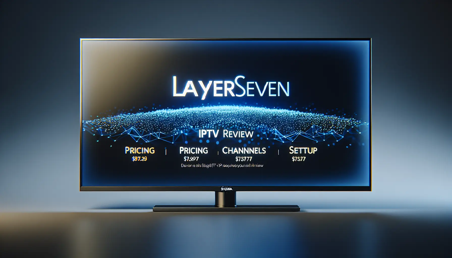 LayerSeven IPTV review: pricing, channels, setup shown on a sleek smart TV screen.