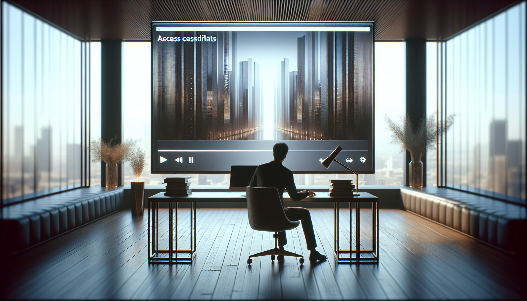 alt_text: Person searches for access credentials or playlist link on a sleek workspace computer screen.