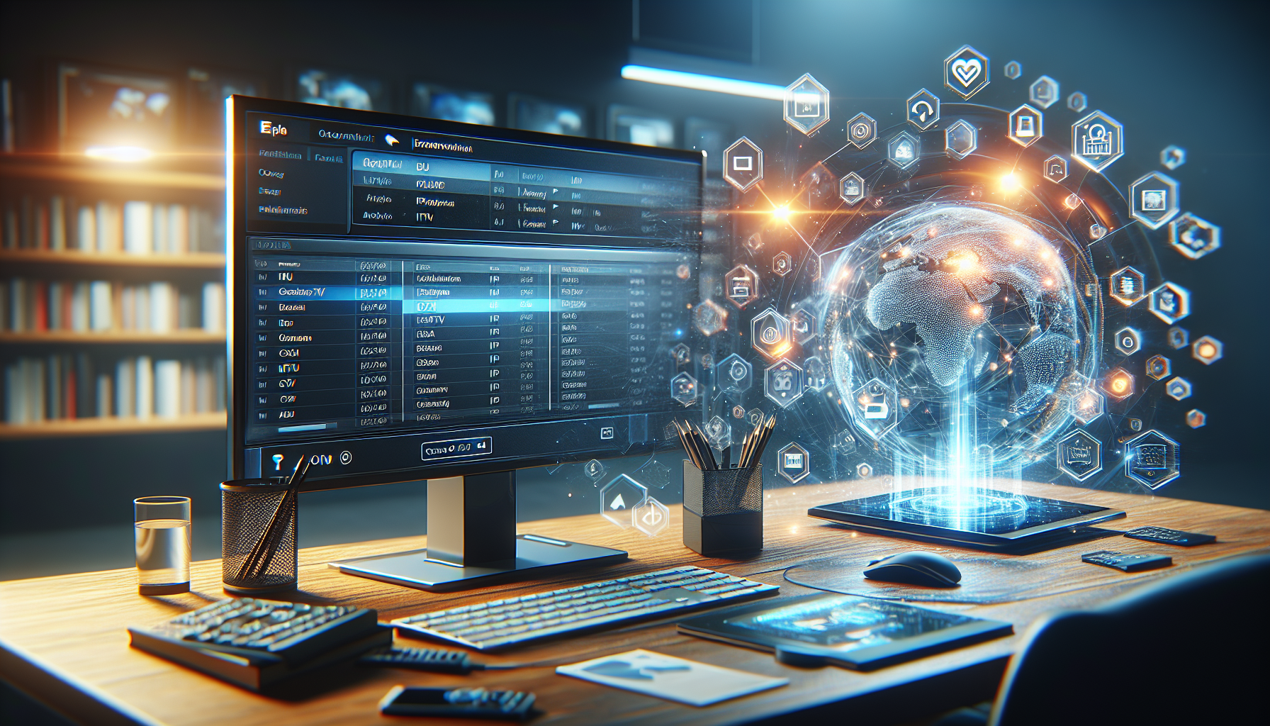 Professional magazine cover on IPTV playlists, formats, and usage in a modern workspace.