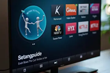 alt_text: An Apple TV on-screen setup guide for an IPTV app, shown in a clean, professional product photograph.