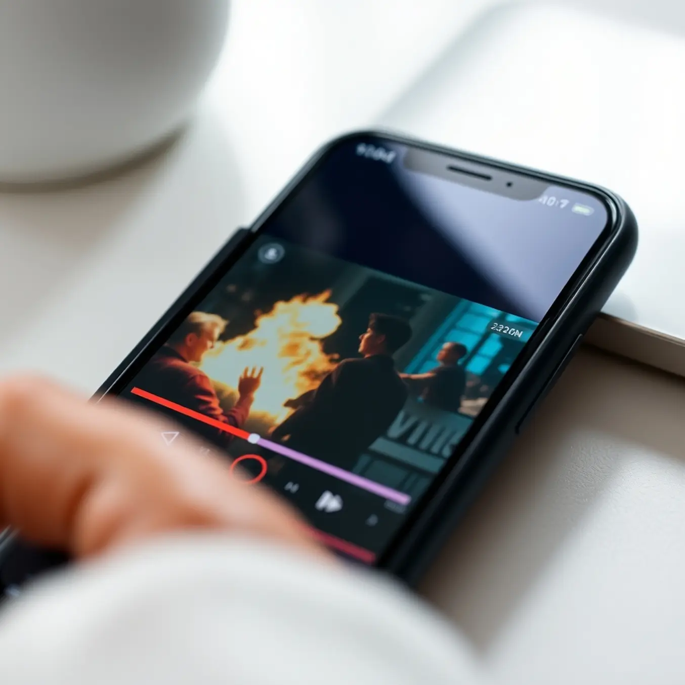 alt_text: A budget smartphone playing a vibrant HD movie in a clean, minimalist setup with soft natural lighting.